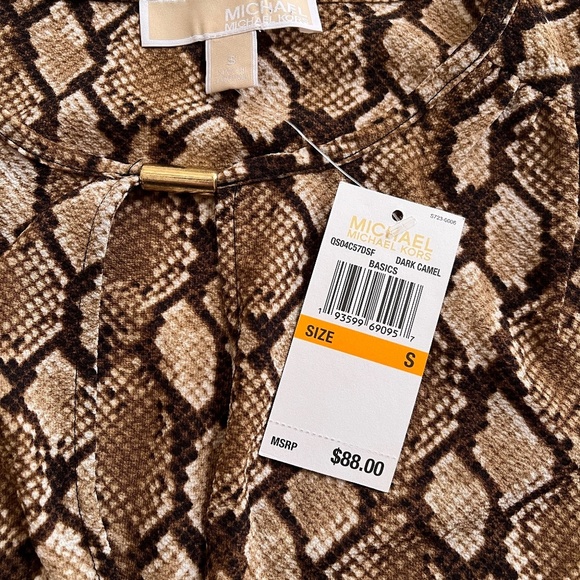 Michael Kors Top Womens Sz S Animal Print Dark Camel Sleeveless Hi Low Classic - Picture 5 of 9